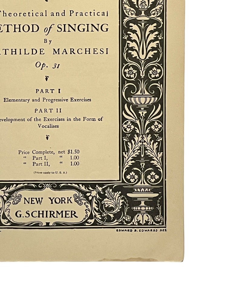 Theoretical & Practical Method of Singing Instruction Book MATHILDE MARCHESI