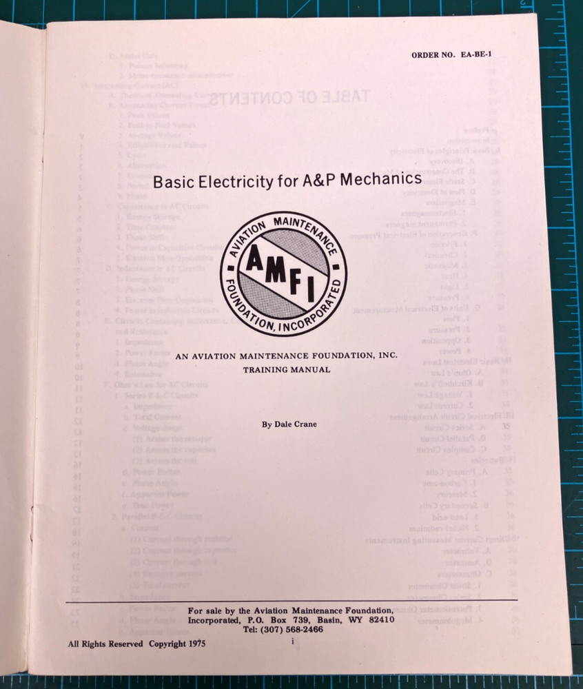 Aviation Technician Training Course Aircraft Basic Electric Manual 1974 English