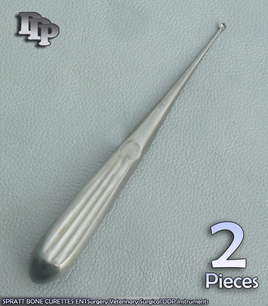 2 Pcs SPRATT BONE CURETTES 00 ENT Surgical Instruments