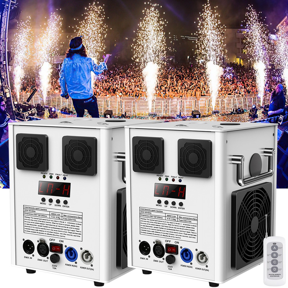 2PCS 700W Cold Spark Machine w/ Case Firework Machine kits for DJ Stage Effect