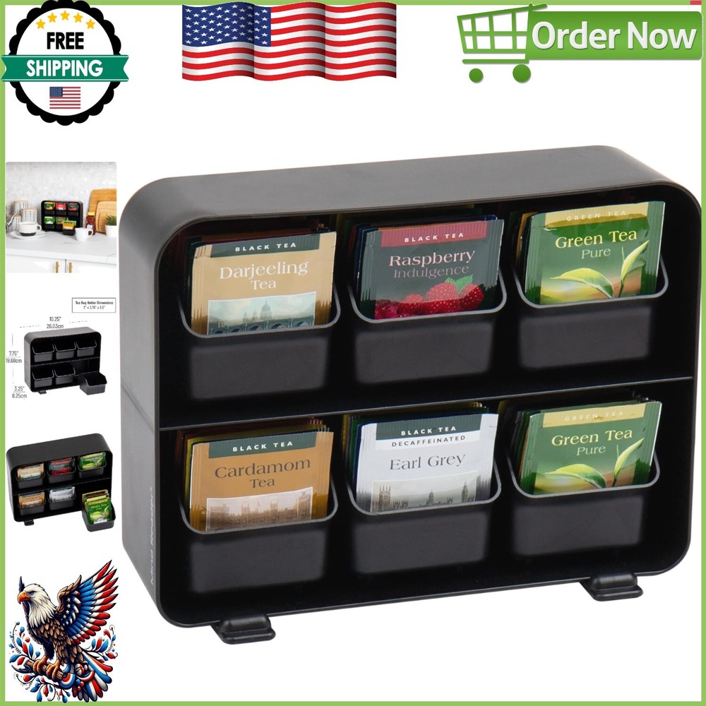 Elegant Kitchen Tea Bag Organizer: 6-Drawer Storage for Clutter-Free Counters