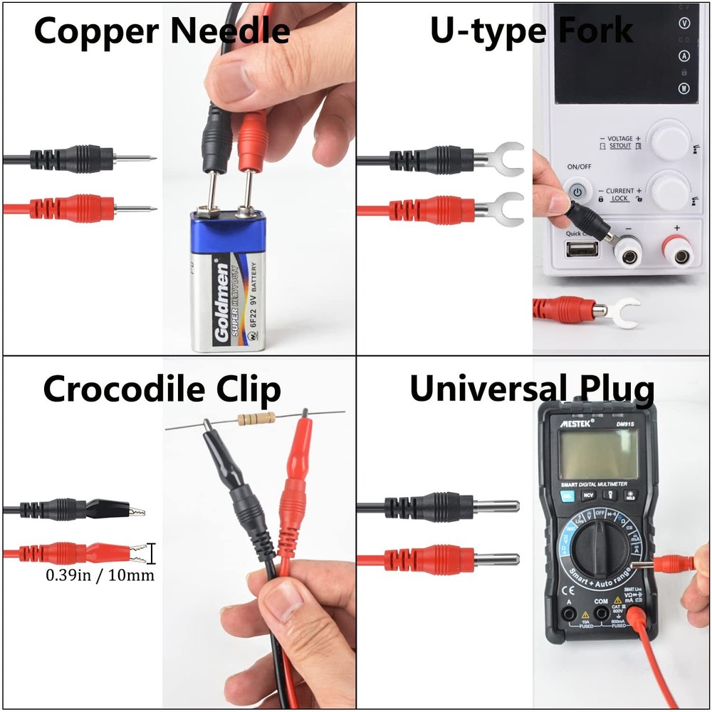 16-in-1 Multimeter Test Leads Kit, Replaceable Silicone Jumper Wires with Electr