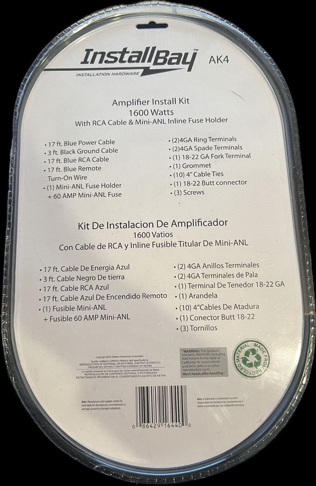 InstallBay AK4 AMP KIT 4 Gauge - NEW