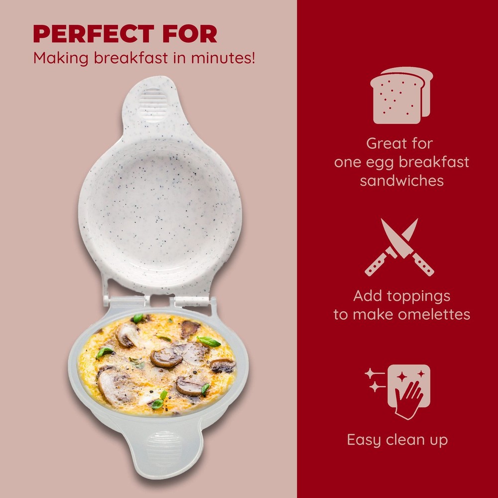 Microwave Egg Muffin Pan – Quick 1 Minute Breakfast Sandwich Maker Non-Stick ...