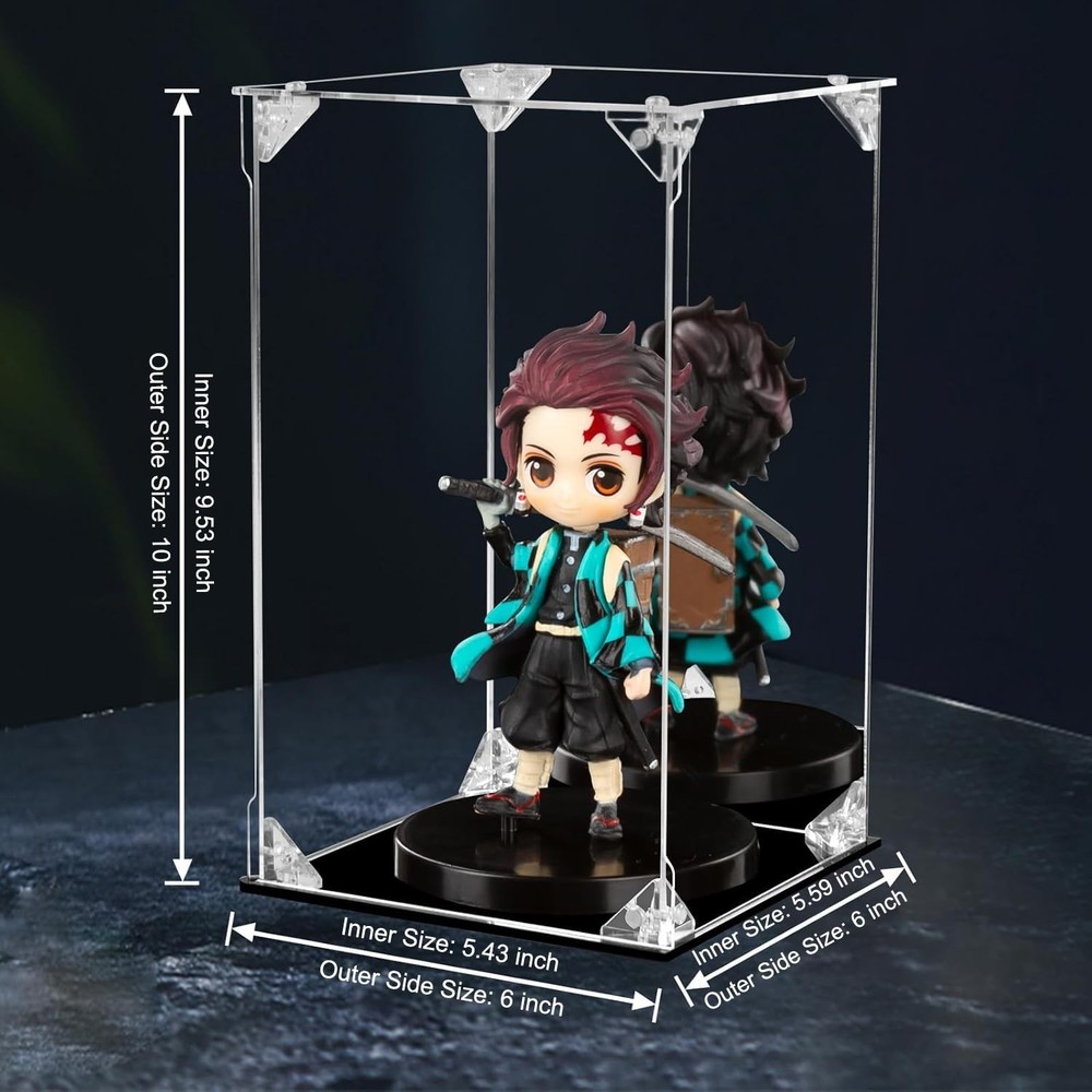 Acrylic Display Case Clear Action Figure Display Case with Mirrored Back, Dus...