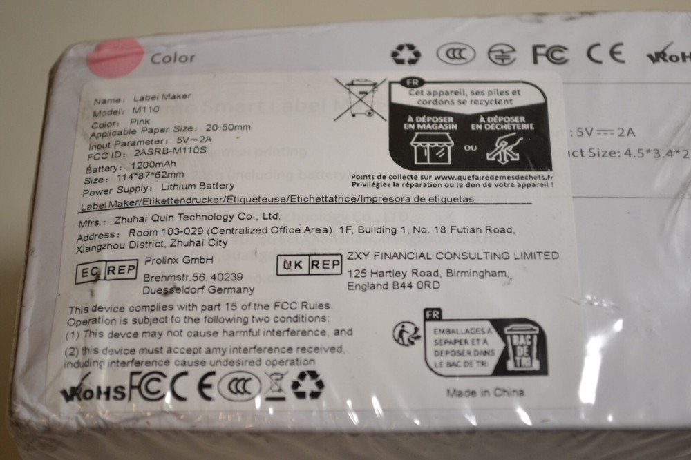 Phomemo M110 Label Maker Machine Thermal Bluetooth Label Barcode Printer PINK