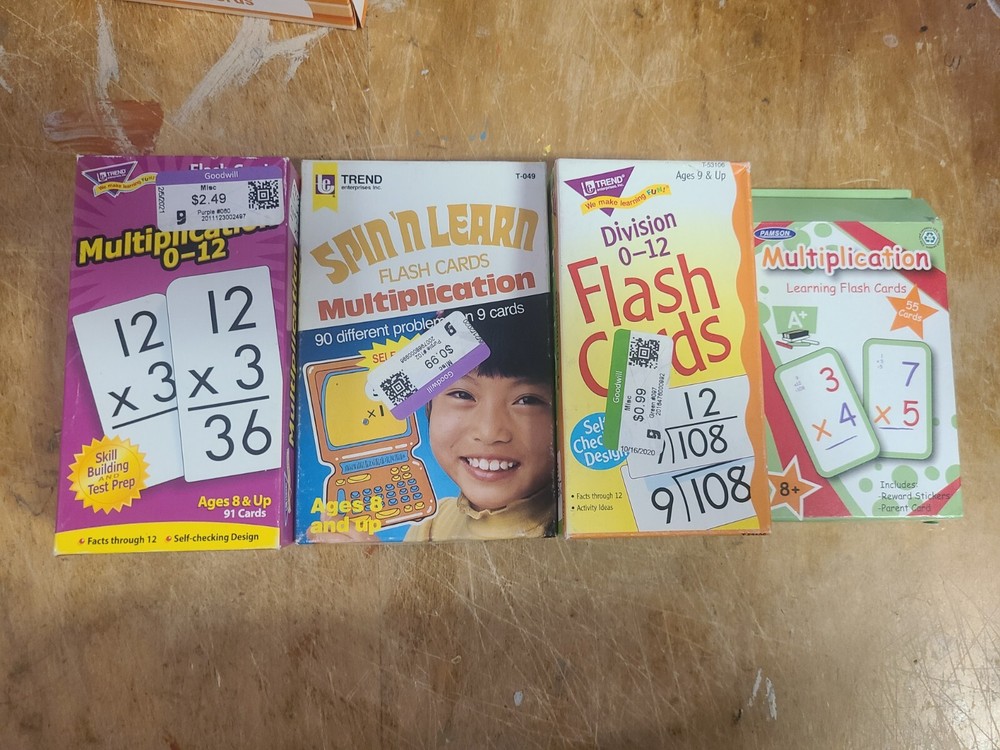 Various Multiplication/Division Flash Cards & Division Bingo - 6 Boxes