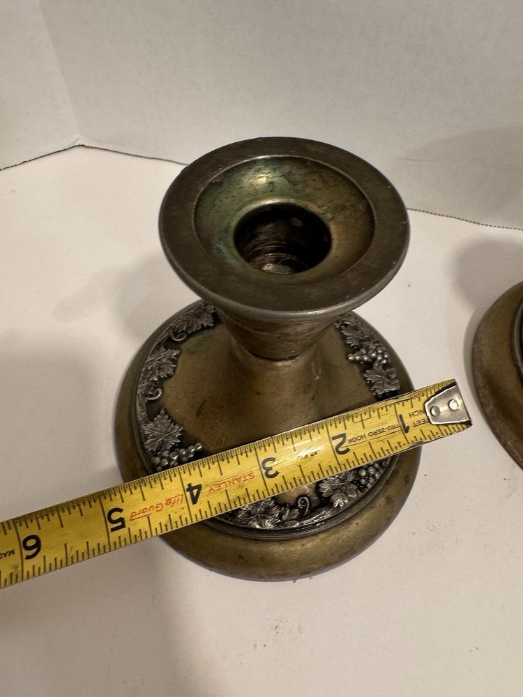 Candlestick Pair Silver Academy Silver On Copper 4.5 In Tall