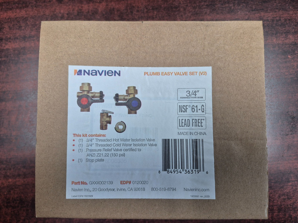 Navien GXXX002139 Water Heater Plumb Easy Valve 3/4" Lead Free NSF 61-G 150 PSI