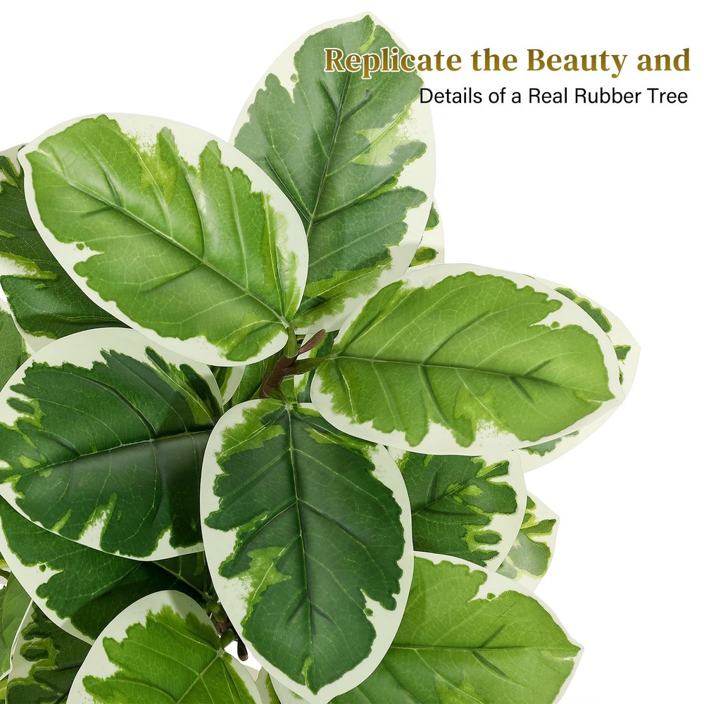 Fiddle Leaf Fig Tree Artificial Indoor, 7 ft Tall Faux Rubber Tree with Spher...