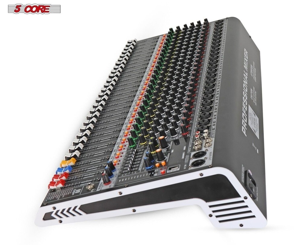 5Core Audio Mixer 24 Channel DJ Soundboard USB Interface Bluetooth XLR Console