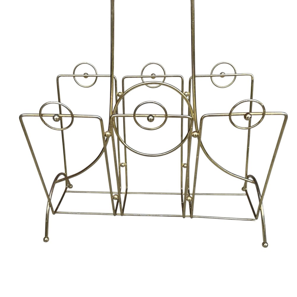 Mid Century Modern Wire and Teak Magazine Rack
