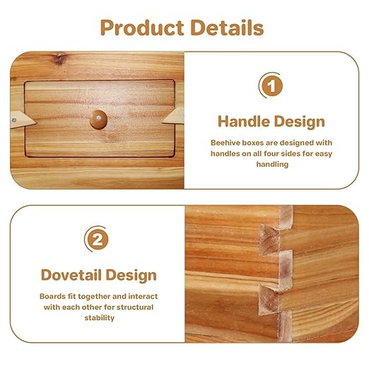 10 Frame Bee Hive Starter Kit 1 Wood Medium Boxes with Windows for Beekeepers