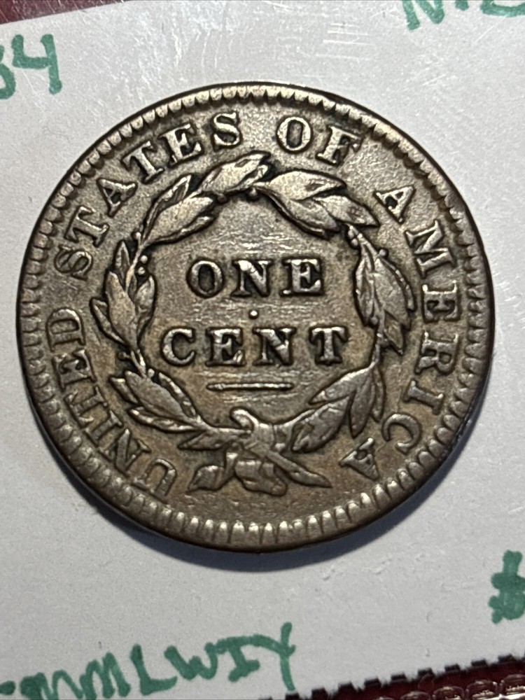 1834 Coronet Large Cent US Copper Newcomb 2 Variety