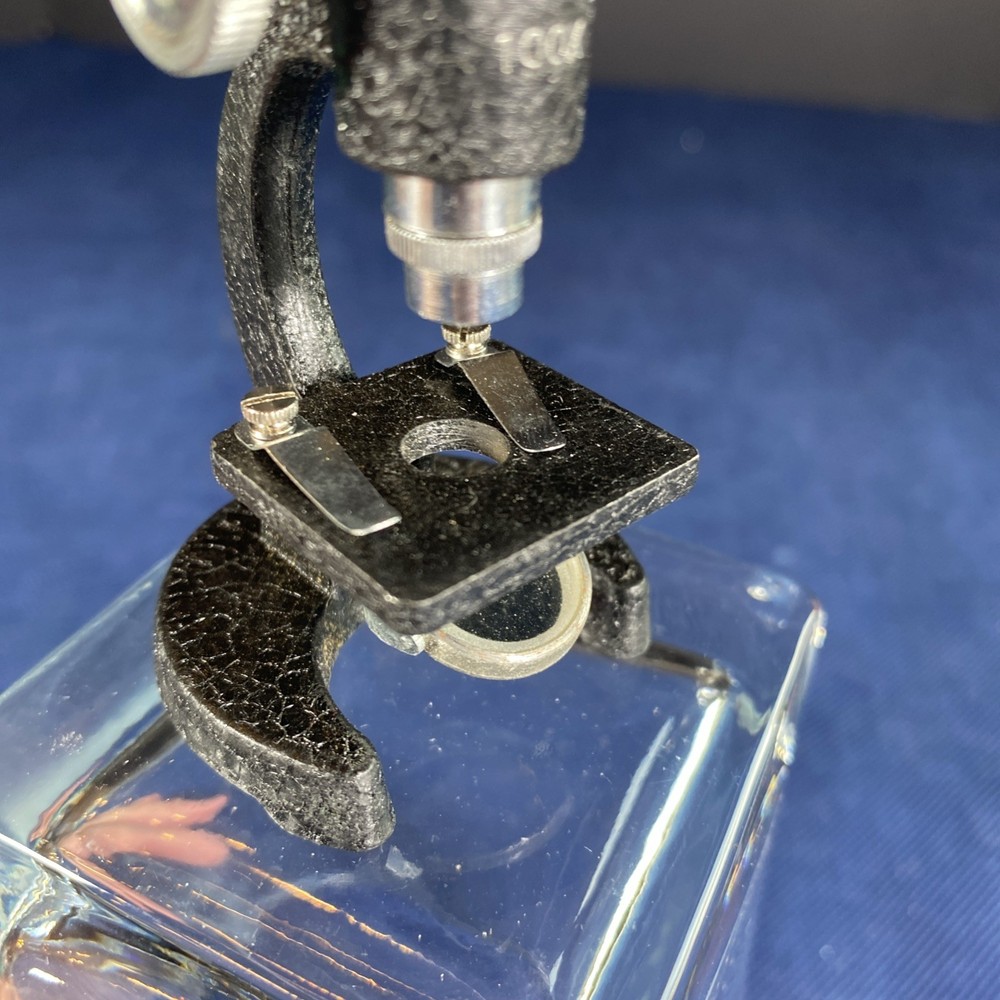 Miniature Microscope Black & Silver Metal - Approximately 4 Inches High