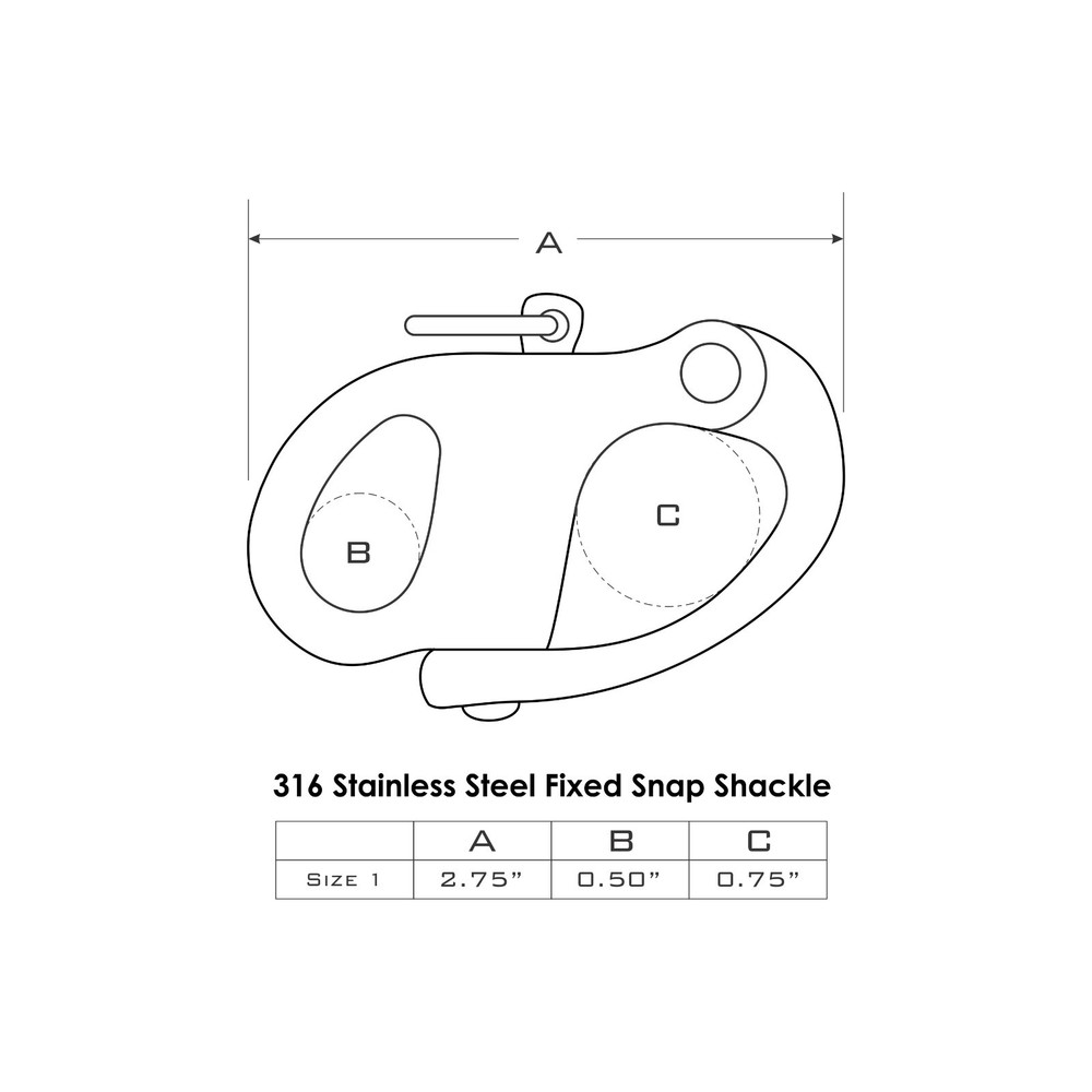 PT Fixed Bail Snap Shackle Quick Release for Rigging - 2.75 in
