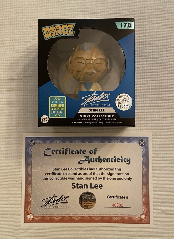 Stan Lee Dorbz Autographed By Stan Lee with COA Marvel comics Funko Spider-Man