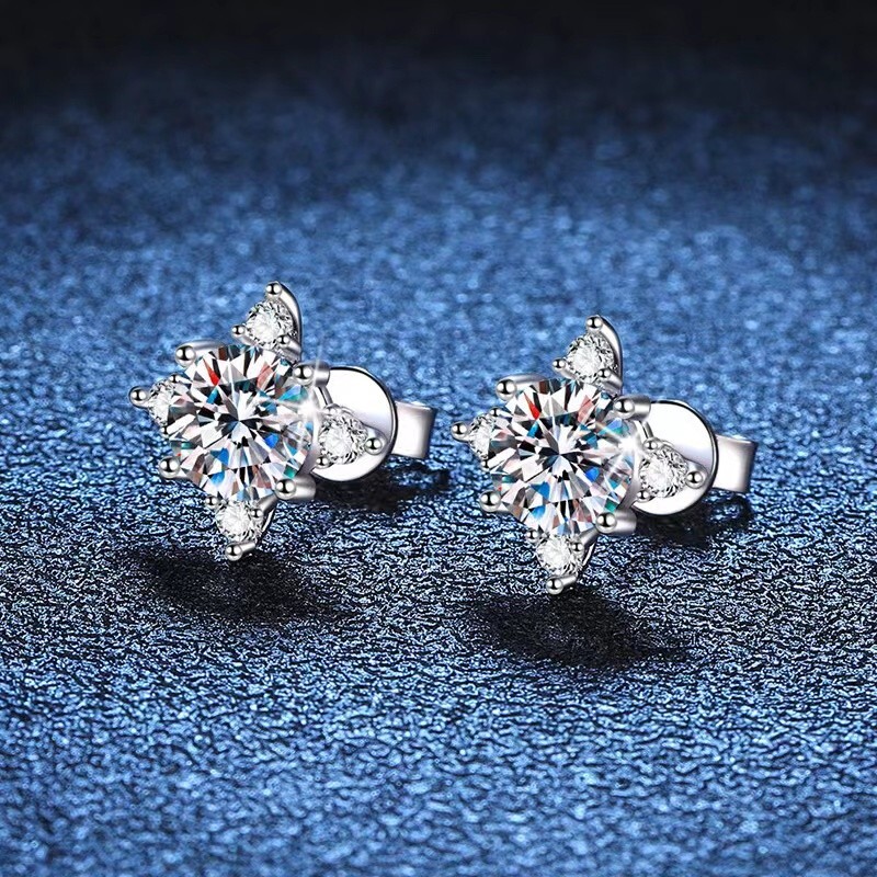 2.5CT Moissanite 12mm Stud Earrings 14k White Gold Plated in Solid Silver