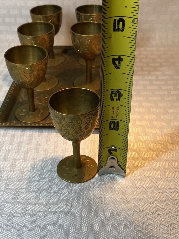 Brass Cordial- Sherry Set With Tray