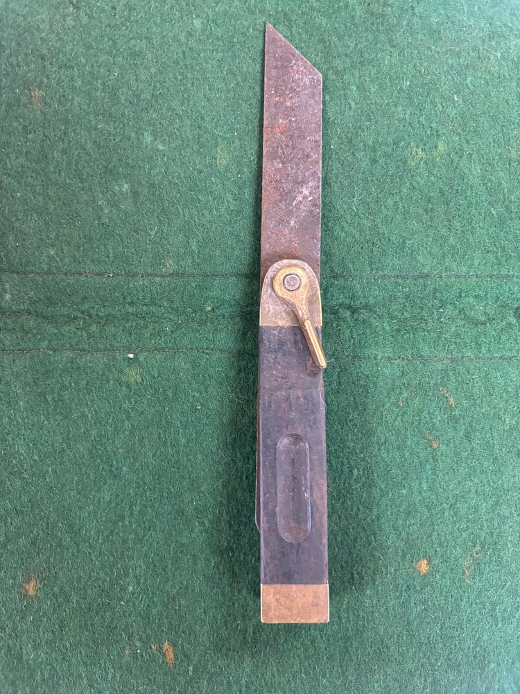 Vintage Brass & Ebony Sliding Bevel