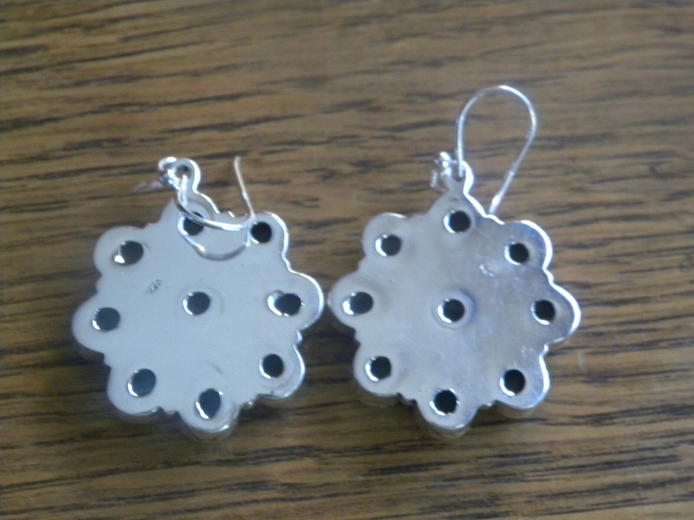 KINGMAN TURQUOISE CLUSTER STERLING SILVER EARRINGS 1"