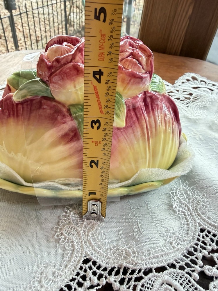 Botanical Collection Corner Ruby Roses Flower Multicolor Butter Dish Ceramic NEW