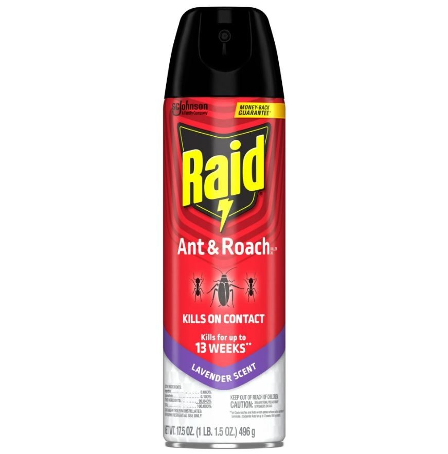 Raid Ant & Roach Killer Spray Lavender Scent for Listed Bugs 17.5 oz