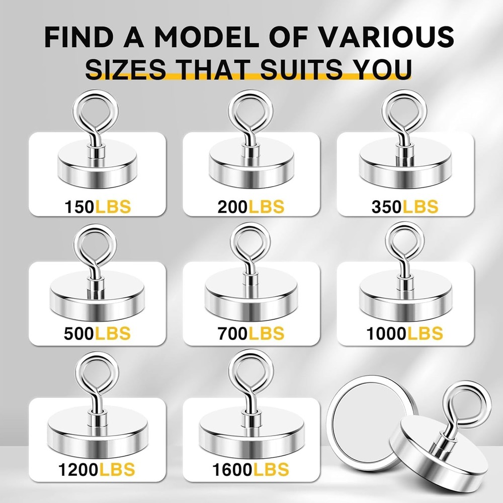 700LB Neodymium Magnet with Countersunk Eyebolt - Rust Resistant Design