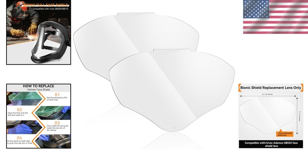 Durable Clear Polycarbonate Face Shield Replacement Lenses - Compatible with ...