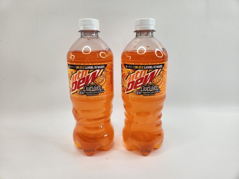 Mountain Dew LiveWire 2 Bottles New Unopened Orange Live Wire