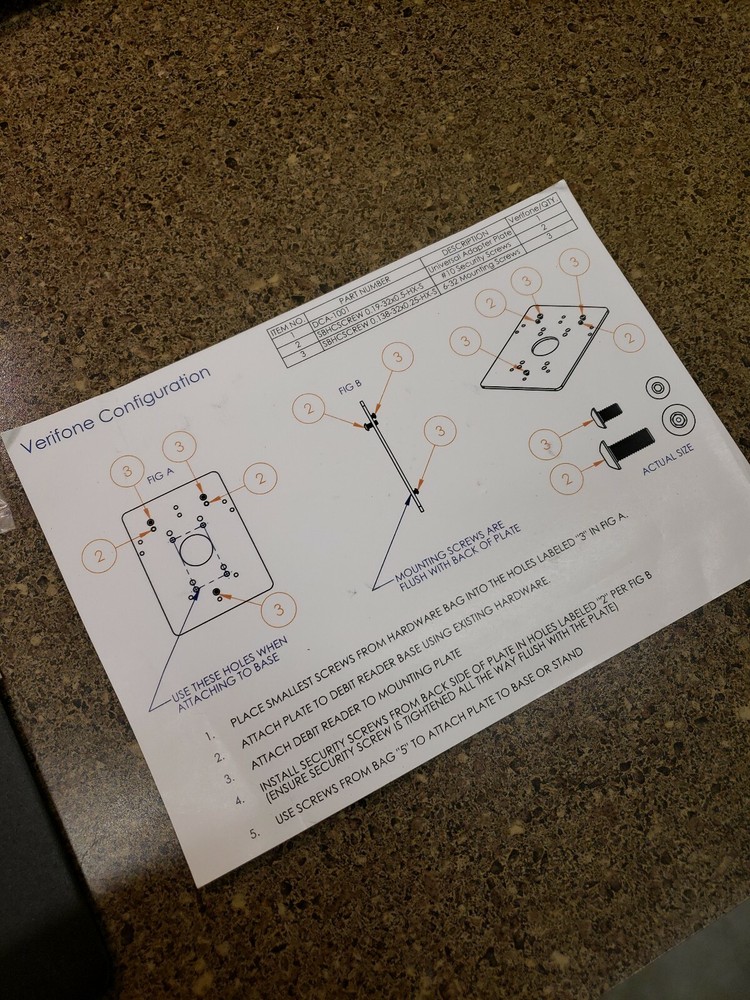 Verifone DCA-1001 Universal Adapter Plate With Hardware