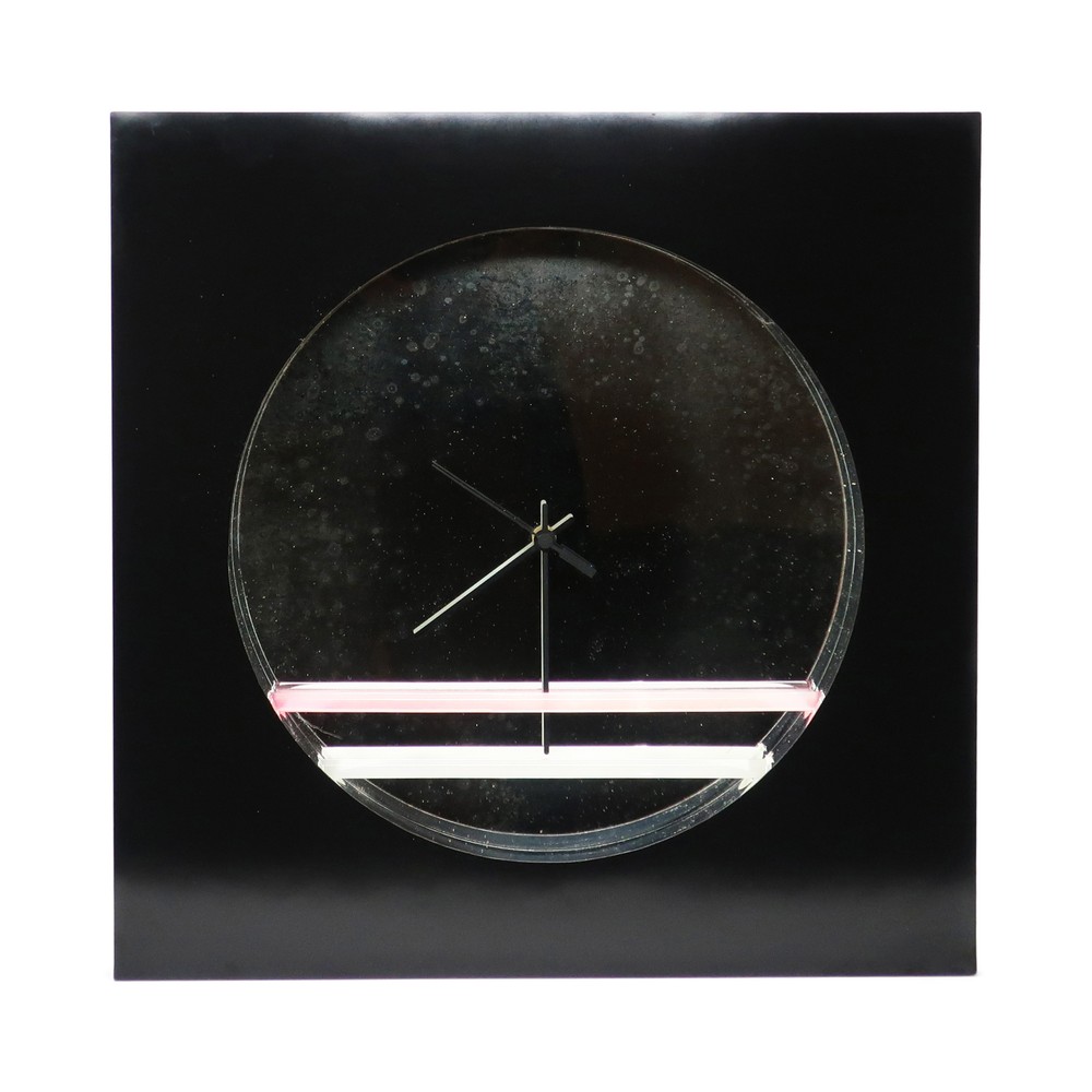 1980s Postmodern Mirror Wall Clock by Jon Gilmore for Accessory Art Studios