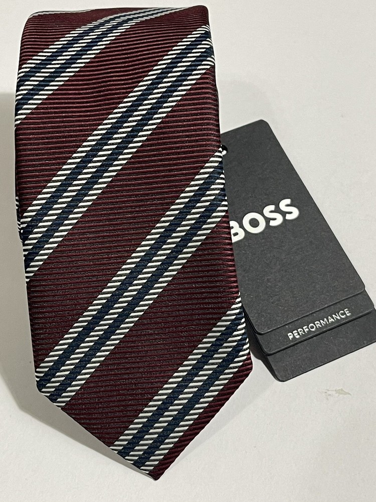 Boss By Hugo Boss Performance Italy Polyester Tie In Dark Red (width 6cm).
