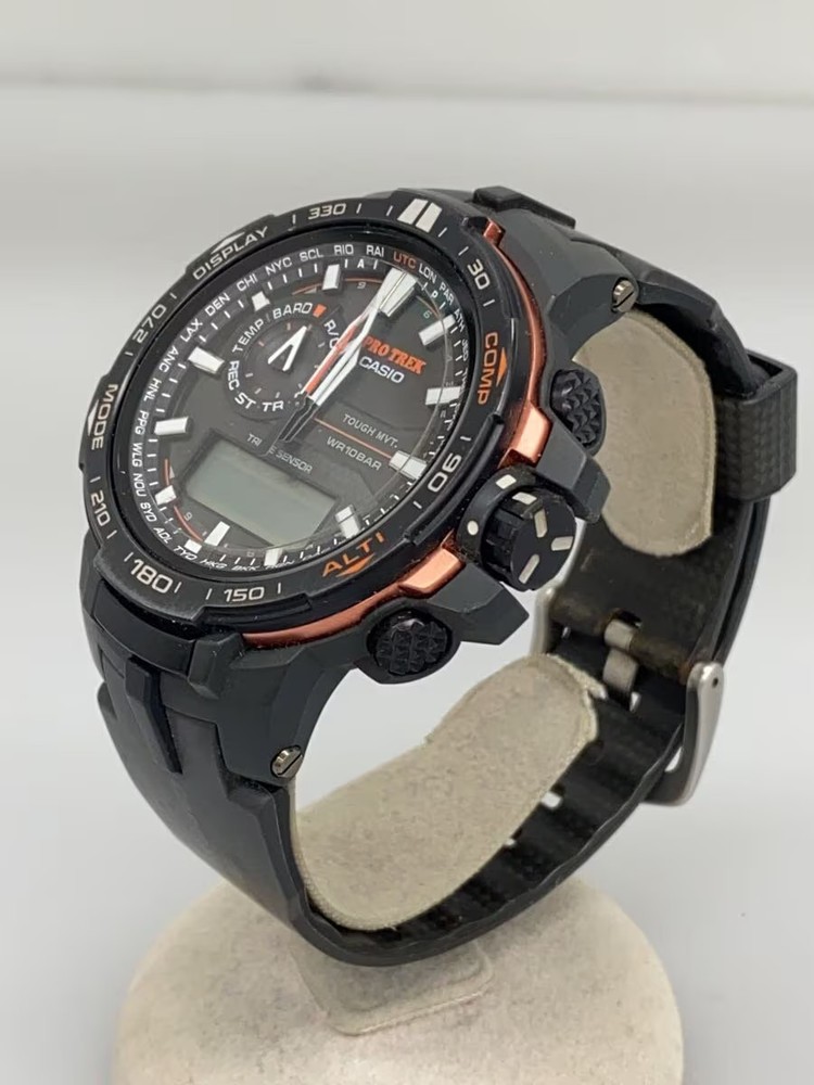 CASIO Solar Watch PROTREK Digital Analog Rubber BLK BLK SS
