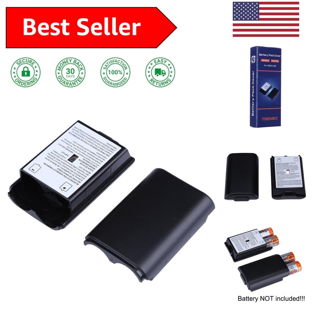Replacement Black Battery Pack Kit for Xbox 360 Controllers - 2 Durable Covers