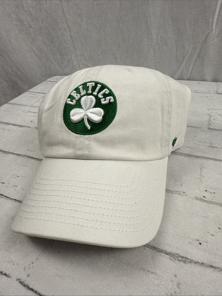 Boston Celtics NBA '47 Brand White Clean Up Strapback Adjustable Hat