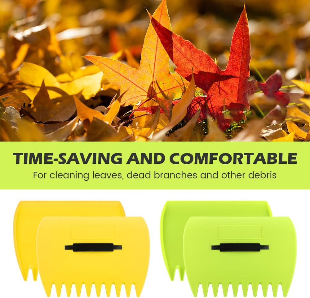 2 Set Leaf Scoops Hand Rake, Leaf Scoops and Claws with 2 Pairs Gloves, Lightwei