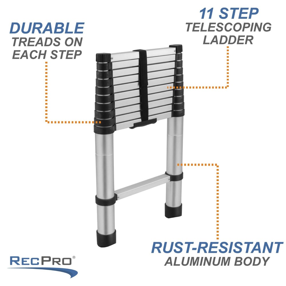 RecPro RV 10 Step Telescoping Ladder 10.5ft Extendable Collapsible Ladder