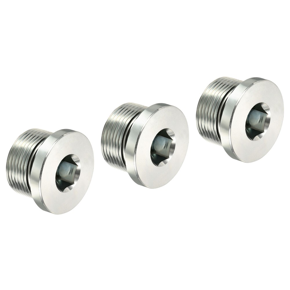 M26*1.5 Hex Head Pipe Fitting Plug, 3 Pack Male Thread 45# Steel Plug