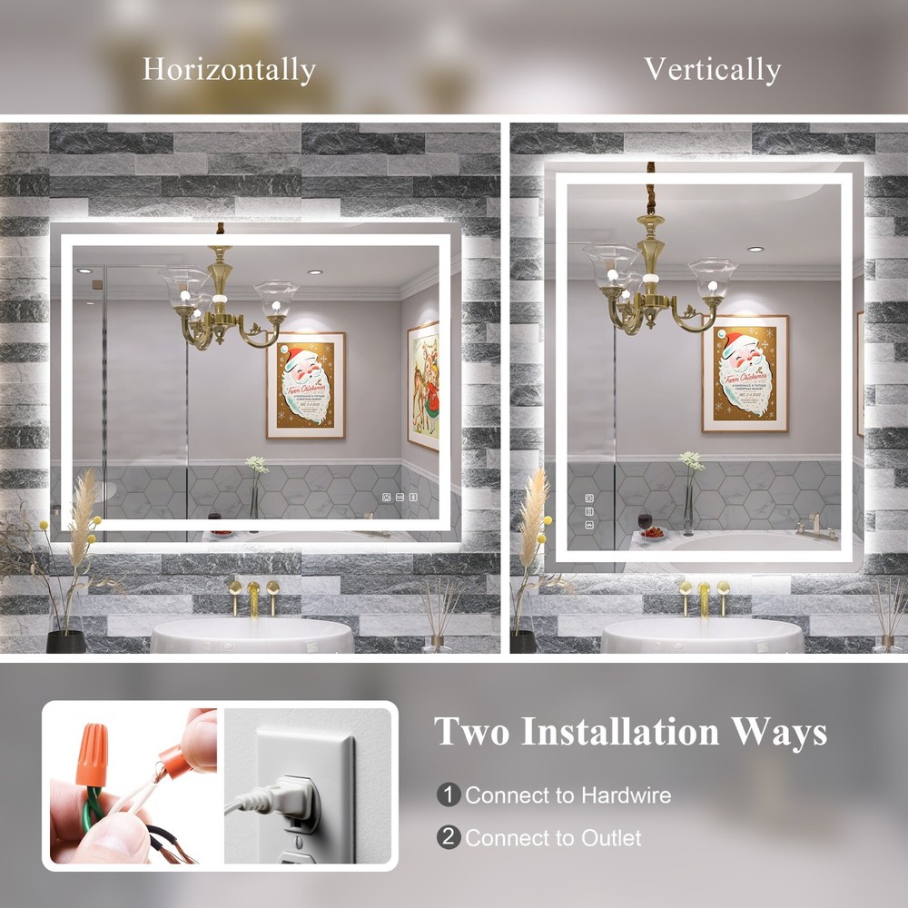 LED Lighted Bath/Living room Wall Vanity Mirror with Bluetooth Touch Dimmable