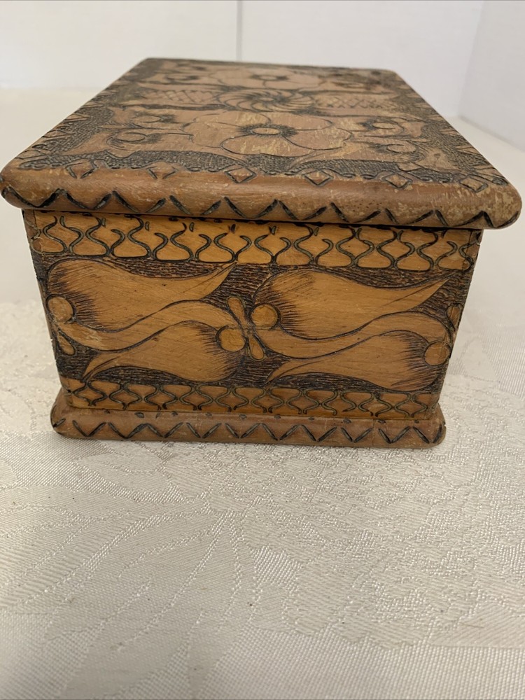 Vintage Hand Carved Cigarette Box