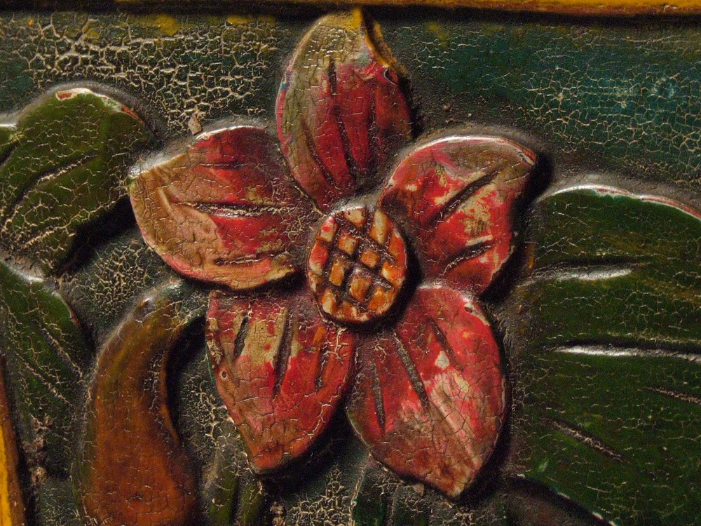 Antique Chinese Yellow Winged Sideboard Buffet Server