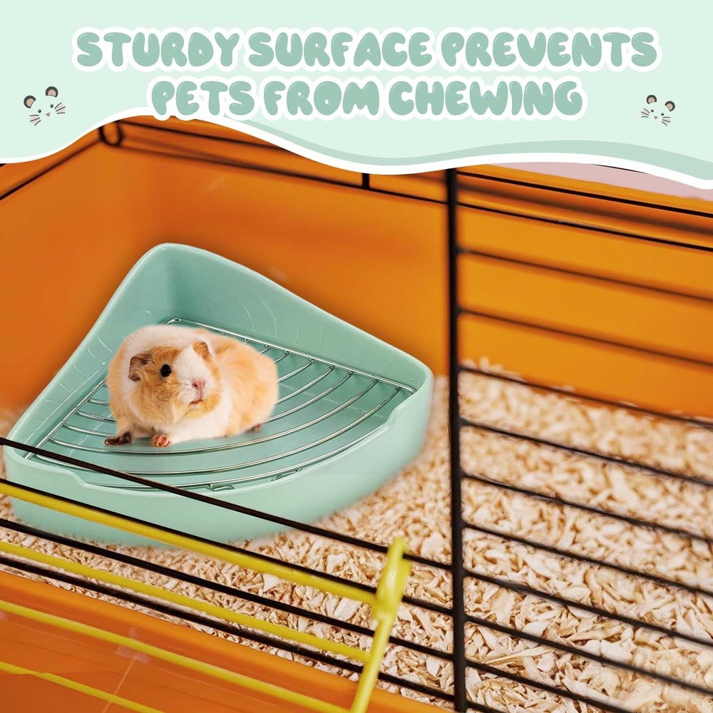 Ceramic Corner Litter Box for Small Pets, Tip-Proof, Chew-Resistant, Triangle...