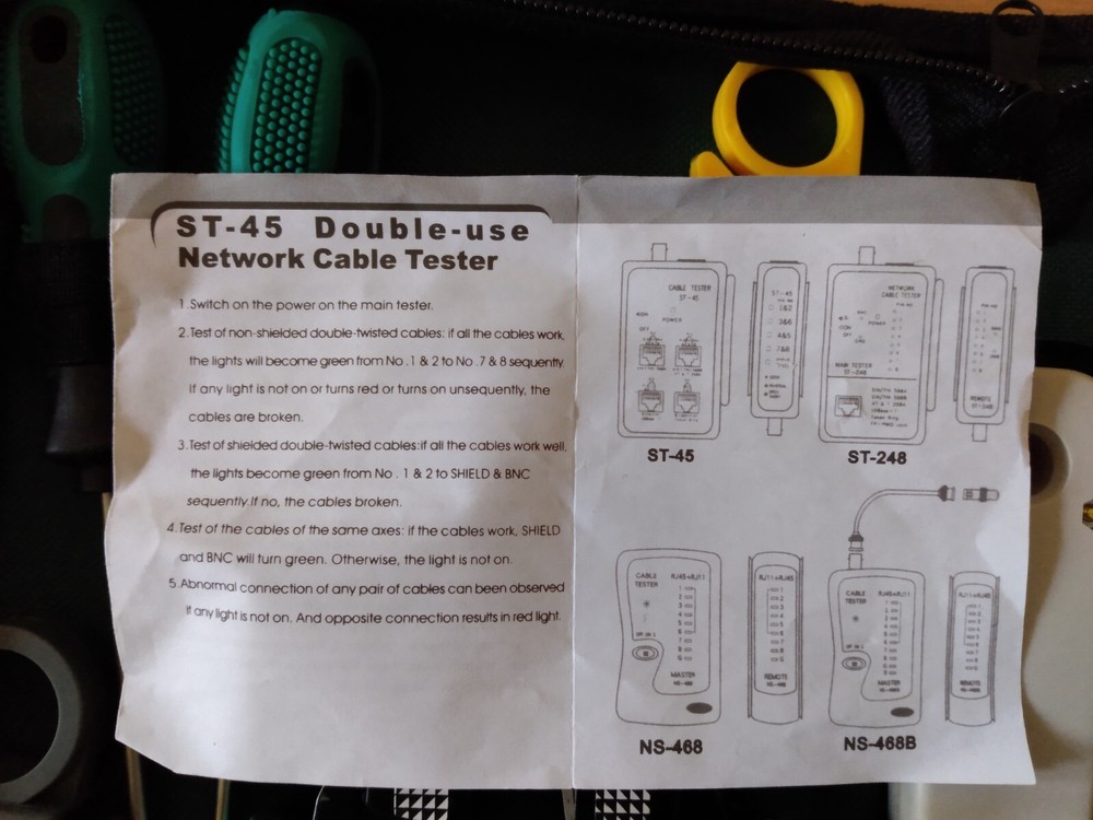 NS-468 ST-248 Multi Functional NETWORK CABLE Tester KIT ST-45 Double USE TESTER