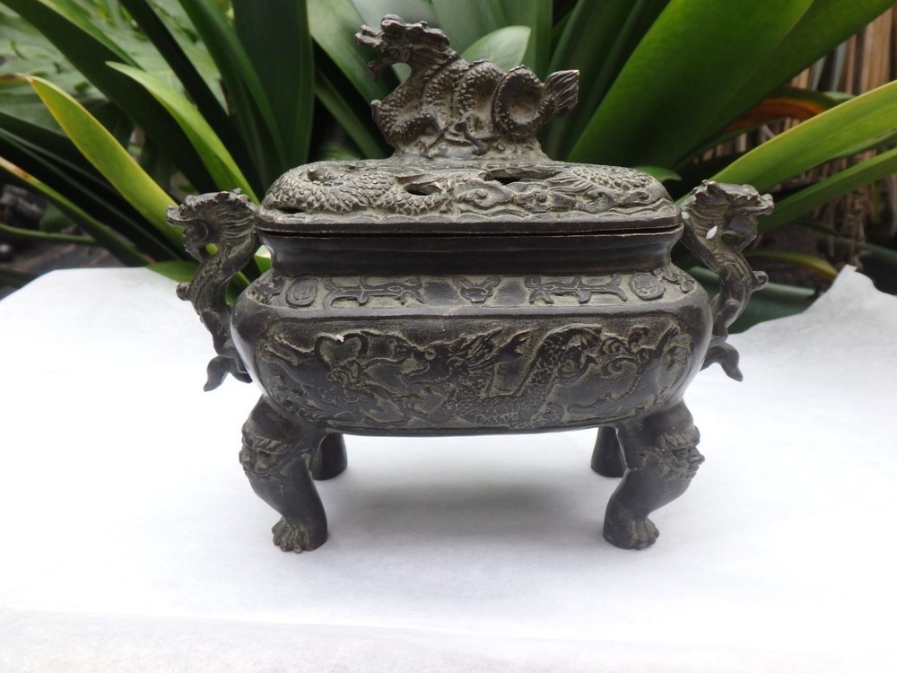 vintage look Bronze Dragon Incense Burner