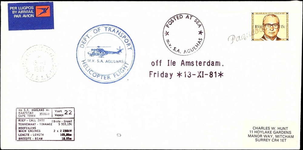 1981 Off Ile Amsterdam Agulhas Research Cover
