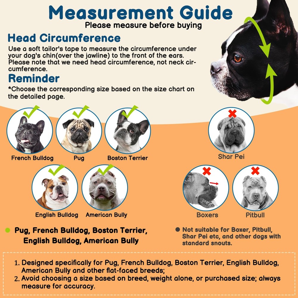 Dog Muzzle for Short Snout, Soft Frenchie Muzzle for Biting, Chewing, Licking...