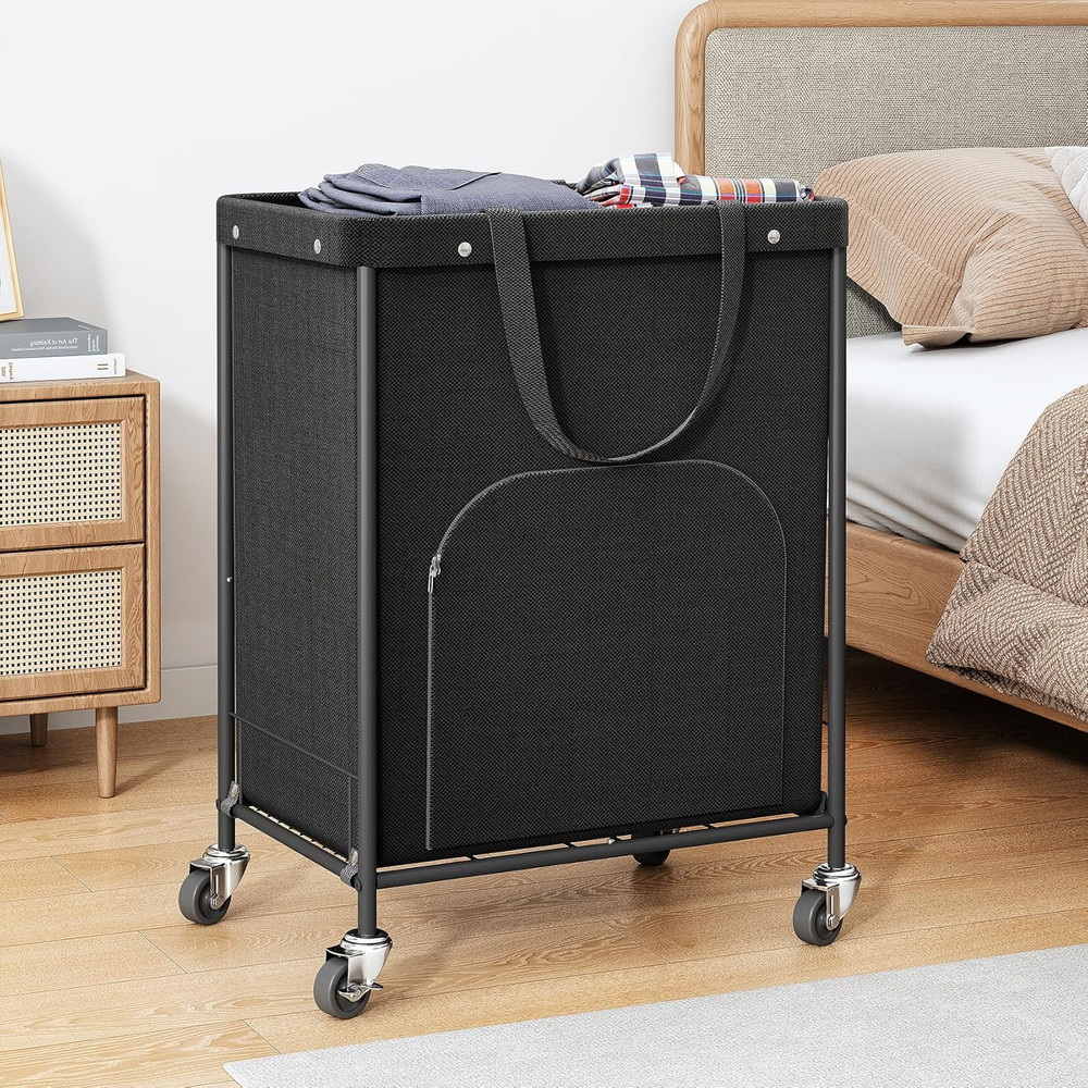 170L Large Laundry Basket with Wheels, Rolling Laundry Hamper Easy Access Clothi
