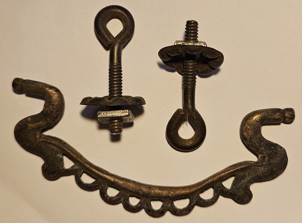 Vintage Brass Drawer Pull Bail Complete Set 3" Center