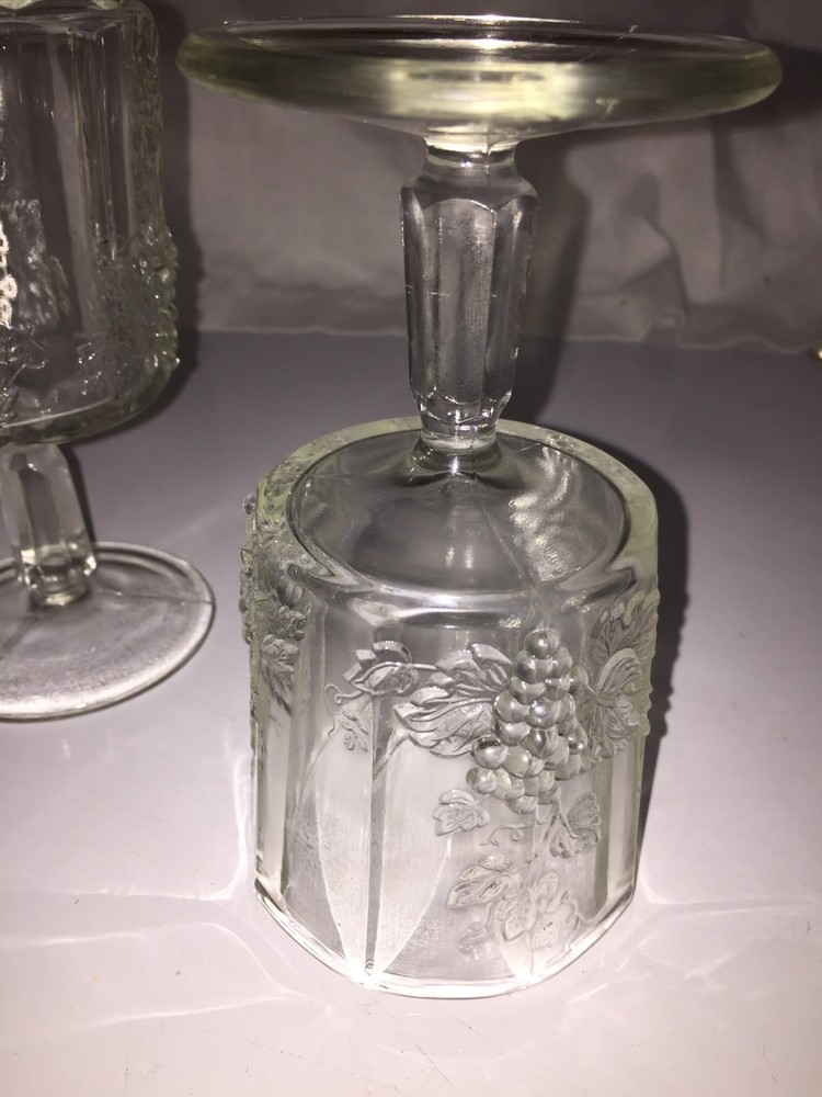 2 Crystal Paneled Grape Goblets